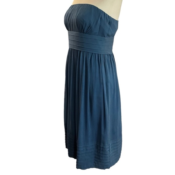 J Crew Strapless Deep Turquoise Silk Crepe Dress Sz 6 - Picture 4 of 14